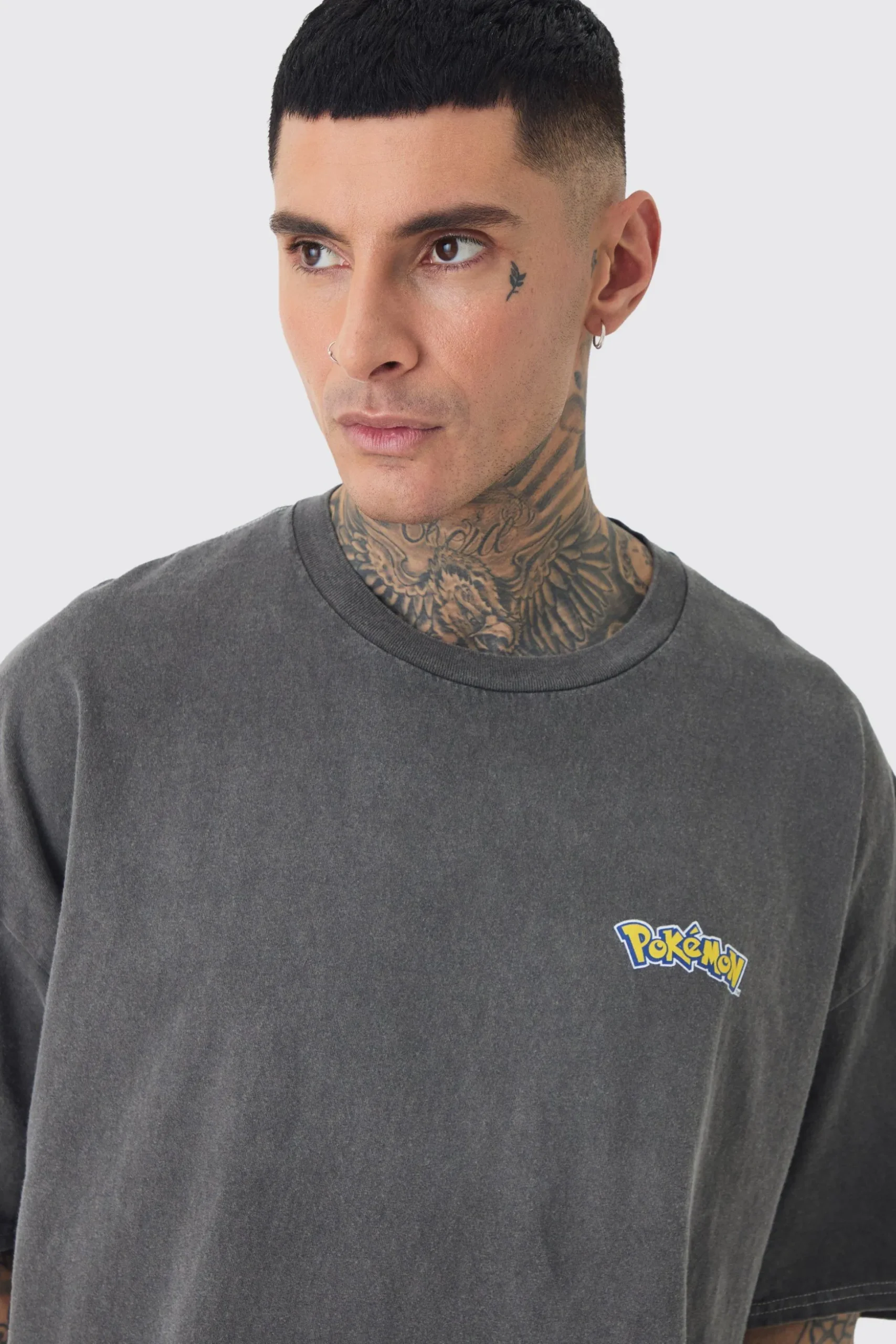 Tall Pokemon Lucario License T-shirt In Grey | BoohooMAN UK