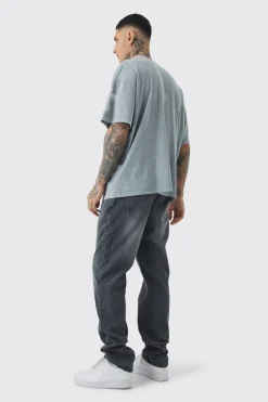 Tall Pour Homme Cross Printed T-shirt In Grey | BoohooMAN UK