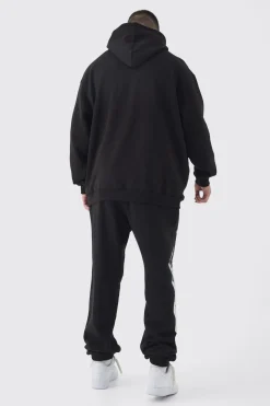 Tall Pour Homme Cross Print Oversized Tracksuit In Black | BoohooMAN UK