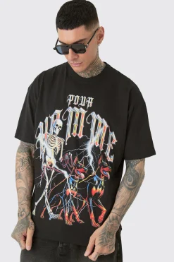 Tall Pour Homme Dog Skeleton T-shirt In Black | BoohooMAN UK