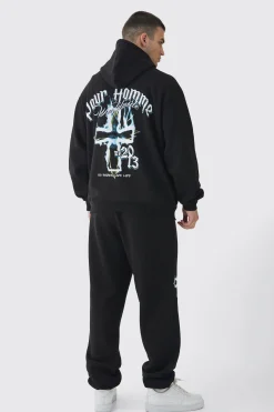 Tall Pour Homme Gothic Cross Tracksuit | BoohooMAN UK