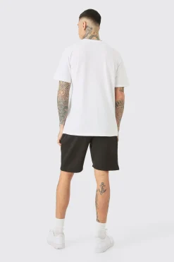 Tall Pour Homme Graphic T-shirt & Short Set | BoohooMAN UK