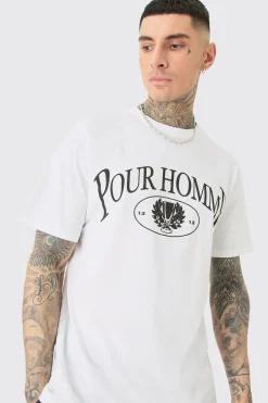 Tall Pour Homme Graphic T-shirt & Short Set | BoohooMAN UK