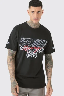 Tall Pour Homme Racing Print T-shirt | BoohooMAN UK