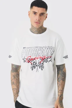 Tall Pour Homme Racing Print T-shirt | BoohooMAN UK