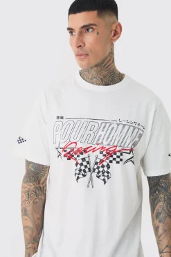 Tall Pour Homme Racing Print T-shirt | BoohooMAN UK