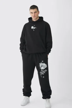 Tall Pour Homme Rose Print Tracksuit | BoohooMAN UK