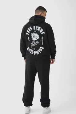 Tall Pour Homme Rose Print Tracksuit | BoohooMAN UK