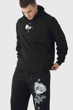 Tall Pour Homme Rose Print Tracksuit | BoohooMAN UK