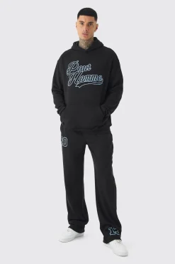 Tall Pour Homme Varisty Hoodie & Relaxed Fit Jogger Tracksuit | BoohooMAN UK