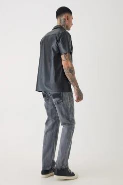 Tall PU Utility Pocket Shirt | BoohooMAN UK