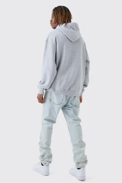 Tall Puff Print Off The Grid Overdyed Hoodie | BoohooMAN UK