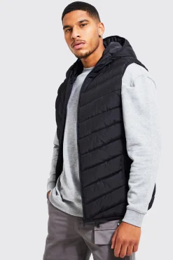 Tall Quilted Zip Through Gilet | BoohooMAN UK