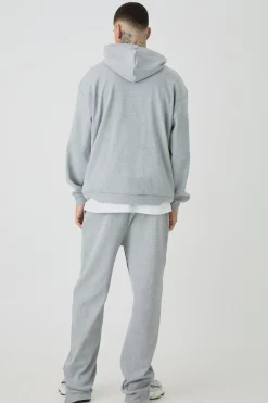 Tall Regular Fit Heavyweight Ribbed Split Hem Jogger | BoohooMAN UK