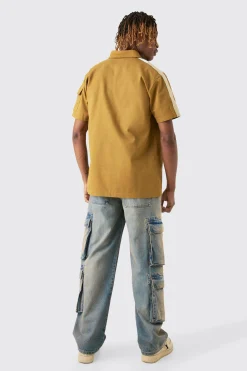 Tall Regular Panel Twill Shirt | BoohooMAN UK