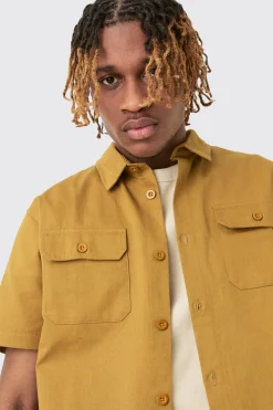 Tall Regular Panel Twill Shirt | BoohooMAN UK