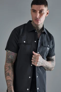 Tall Regular Patch Pocket Nylon Man Overshirt | BoohooMAN UK