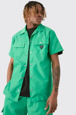 Tall Regular Patch Pocket Nylon Man Overshirt | BoohooMAN UK