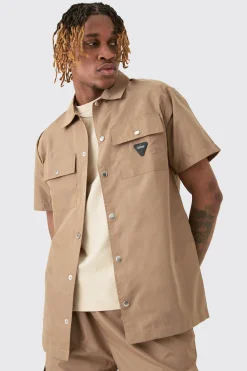 Tall Regular Patch Pocket Nylon Man Overshirt | BoohooMAN UK