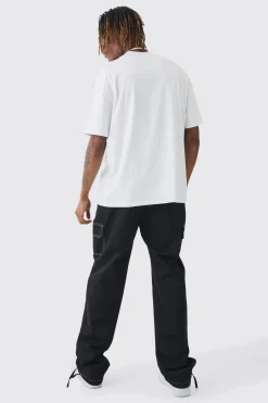 Tall Relaxed Cargo Worldwide Print Trouser | BoohooMAN UK