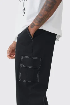 Tall Relaxed Cargo Worldwide Print Trouser | BoohooMAN UK