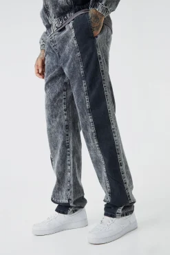 Tall Relaxed Fit Acid Wash Denim Jogger | BoohooMAN UK