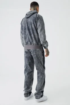 Tall Relaxed Fit Acid Wash Denim Jogger | BoohooMAN UK