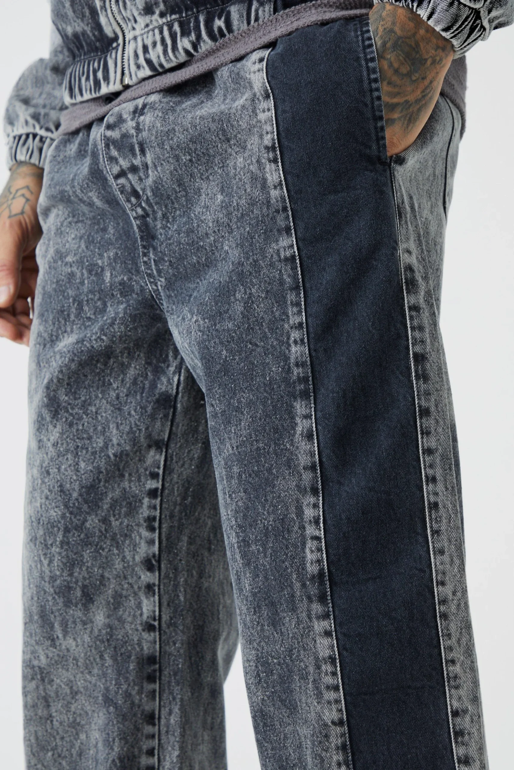 Tall Relaxed Fit Acid Wash Denim Jogger | BoohooMAN UK