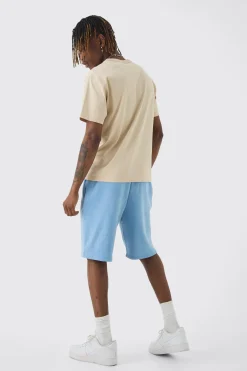 Tall Relaxed Fit Cross Printed Washed Jersey Shorts | BoohooMAN UK