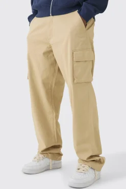 Tall Relaxed Fit Fixed Waist Cargo Trousers | BoohooMAN UK
