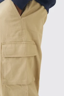 Tall Relaxed Fit Fixed Waist Cargo Trousers | BoohooMAN UK
