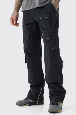 Tall Relaxed Fit Twill Cargo Trousers | BoohooMAN UK
