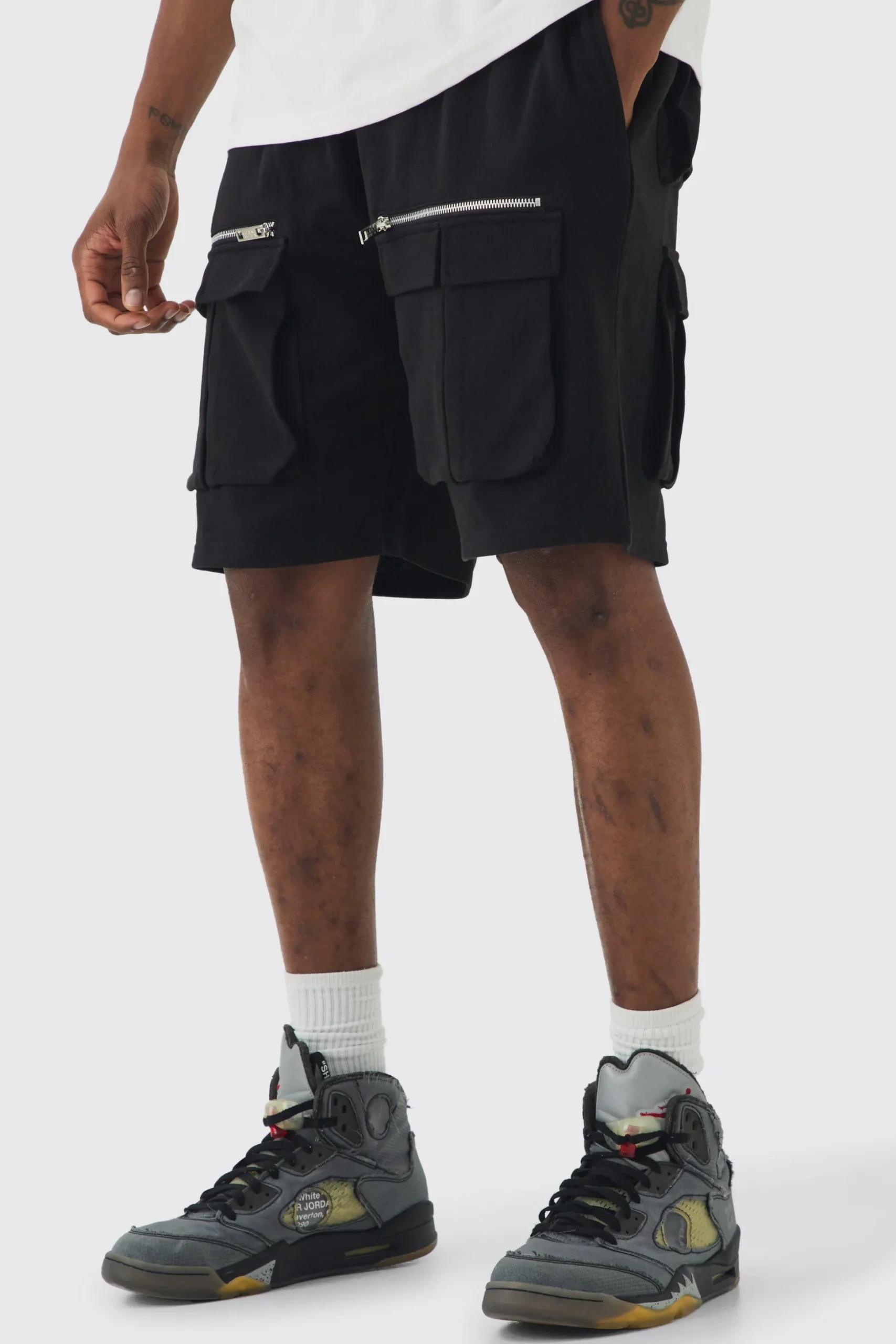 Tall Relaxed Fit Utility Jersey Short | BoohooMAN UK