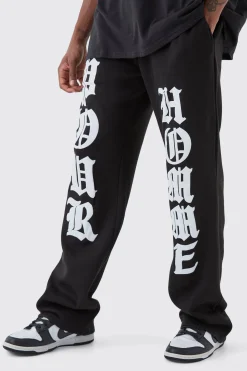 Tall Relaxed Pour Homme Puff Print Jogger | BoohooMAN UK