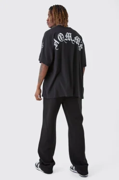 Tall Relaxed Pour Homme Puff Print Jogger | BoohooMAN UK