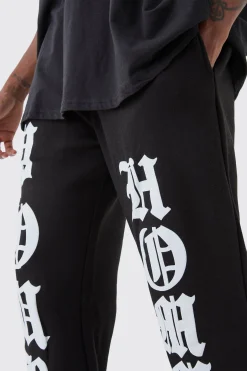 Tall Relaxed Pour Homme Puff Print Jogger | BoohooMAN UK