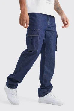 Tall Relaxed Rigid Cargo Jeans | BoohooMAN UK