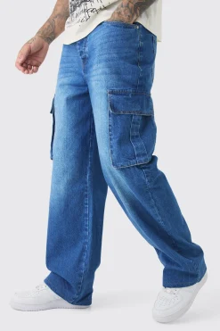 Tall Relaxed Rigid Cargo Jeans | BoohooMAN UK