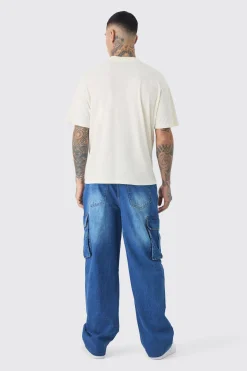 Tall Relaxed Rigid Cargo Jeans | BoohooMAN UK
