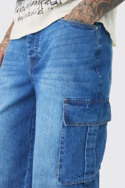 Tall Relaxed Rigid Cargo Jeans | BoohooMAN UK