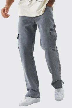 Tall Relaxed Rigid Carpenter Split Hem Jean | BoohooMAN UK