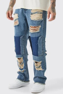Tall Relaxed Rigid Distressed Jeans | BoohooMAN UK