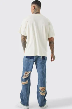 Tall Relaxed Rigid Distressed Jeans | BoohooMAN UK