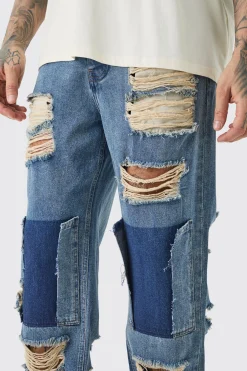Tall Relaxed Rigid Distressed Jeans | BoohooMAN UK