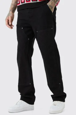 Tall Relaxed Rigid Top Stitch Detail Carpenter Jean | BoohooMAN UK