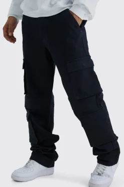 Tall Relaxed Washed Multi Pocket Cargo Jeans | BoohooMAN UK