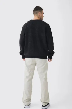 Tall Renaissance Oversized Fluffy Knitted Sweat | BoohooMAN UK