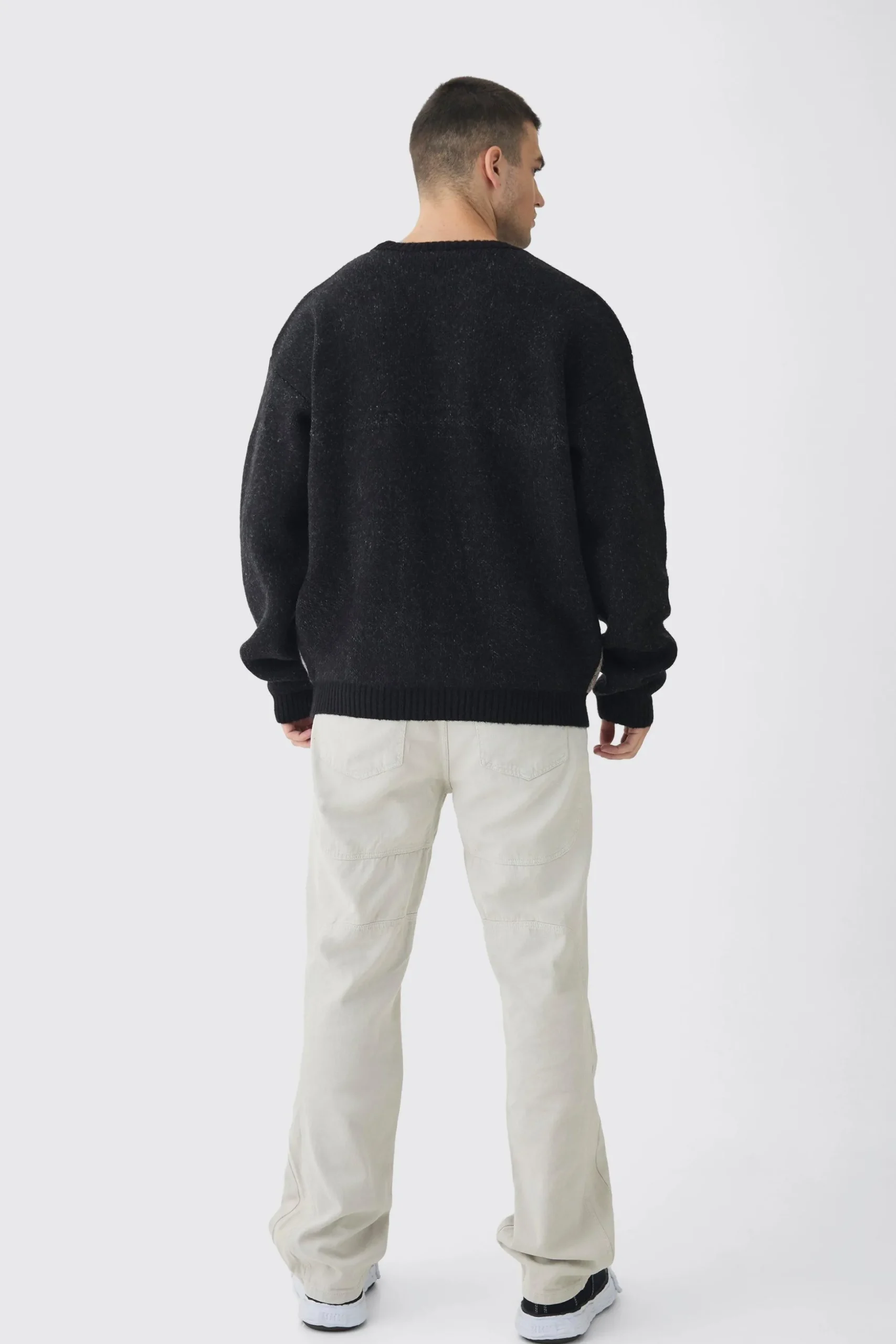 Tall Renaissance Oversized Fluffy Knitted Sweat | BoohooMAN UK