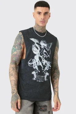 Tall Renaissance Tank In Acid Wash Grey | BoohooMAN UK