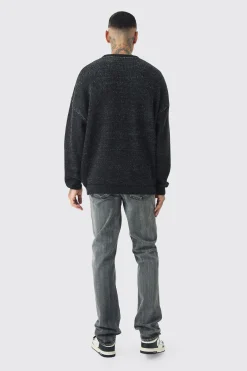 Tall Rib Cage Oversized Knitted Jumper | BoohooMAN UK